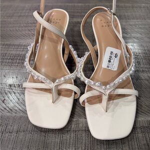 A new day ivory Strappy Sandals with Pearl Accents- size 6.5